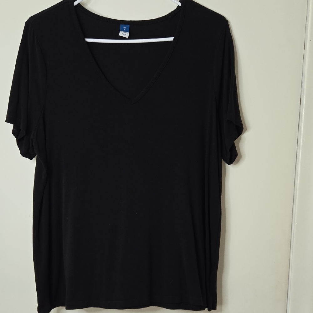 Old Navy Black Short Sleeve V-Neck Tee